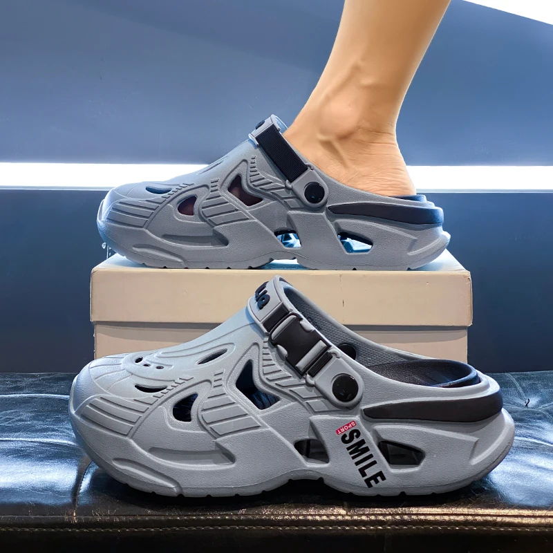 

Men's Summer Outdoor Wearable Thick Bottom Anti-Slip Odor-Resistant Clog Slippers Two-Purpose Beach Sandals Casual EVA Shoes