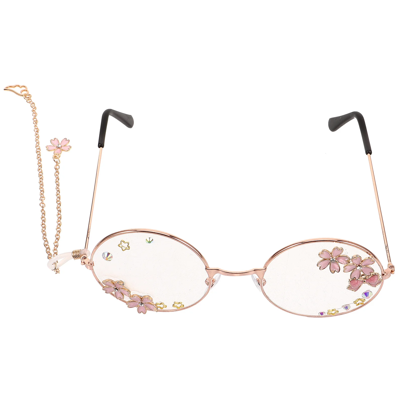 

Stylish Butterfly Bow Round Frame Eyeglasses Kawaii Cute Glasses With Chain For Women Teen Girls Party Cosplay Accessories Beach