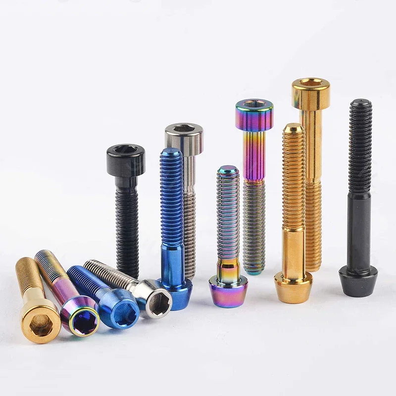 1Pc Titanium Bolt M5 M6 x 9 10 15 16 18 20 25 30 35 40 45 50 55 60mm Allen Key Taper Head Bolt Screw For Bicycle Stem Seatpost