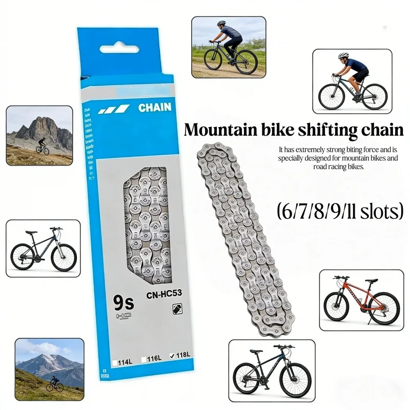 Chaîne de vélo de montagne pour changement de vitesses (6/7/8/9/11) - Conception à maillons - Pièces de vélo - Accessoires de vélo - Vitesse