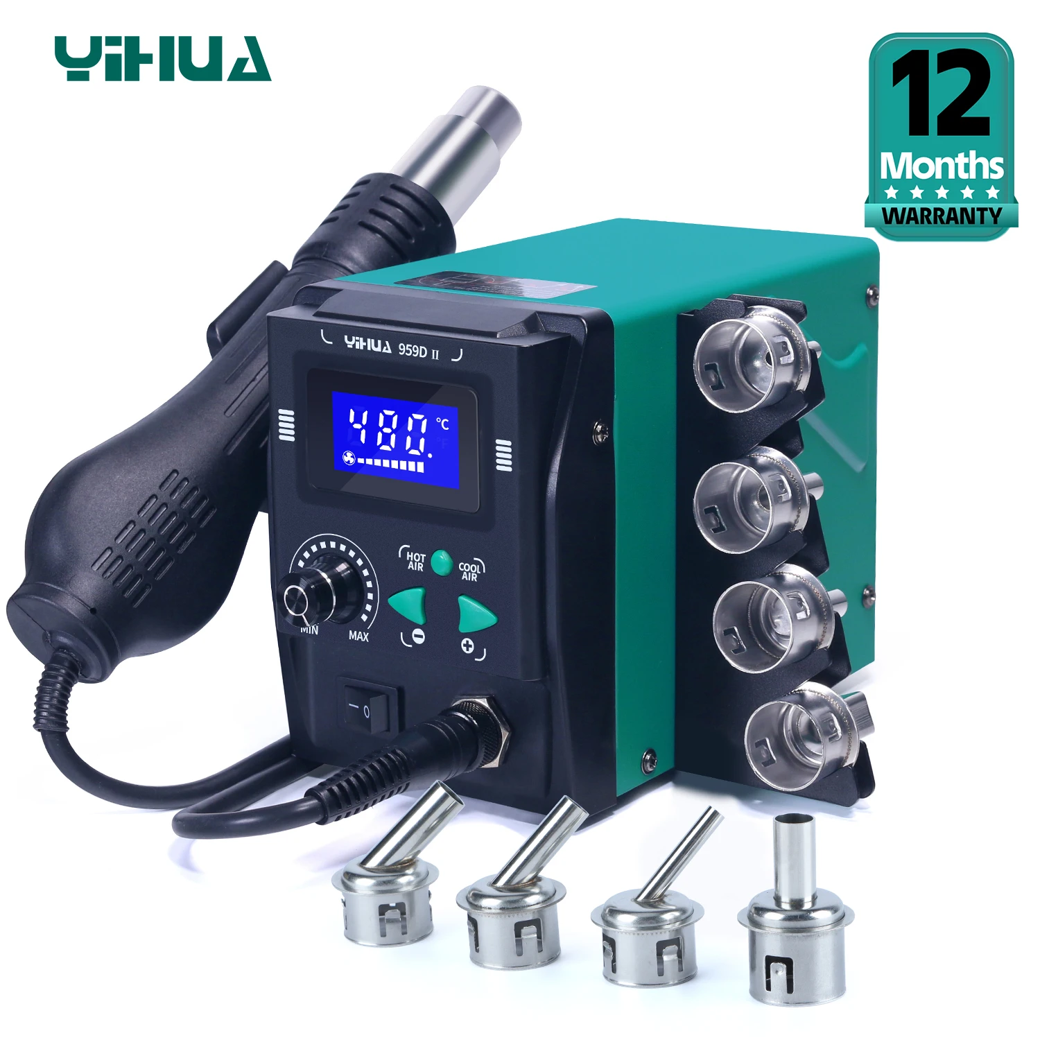 YIHUA 959D-II 700W boquillas fáciles de extracción pistola de aire caliente Estación de soldadura de retrabajo herramientas de soldadura de reparación de teléfonos