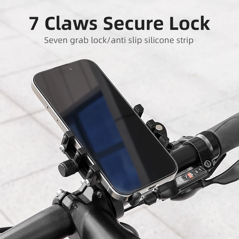 ESLNF 7-Claw Aluminum Alloy Bike Phone Mount Quick Release Anti-Shake Bicycle Holder for 4.7-7.2 Inch Phones Cycling Accessories