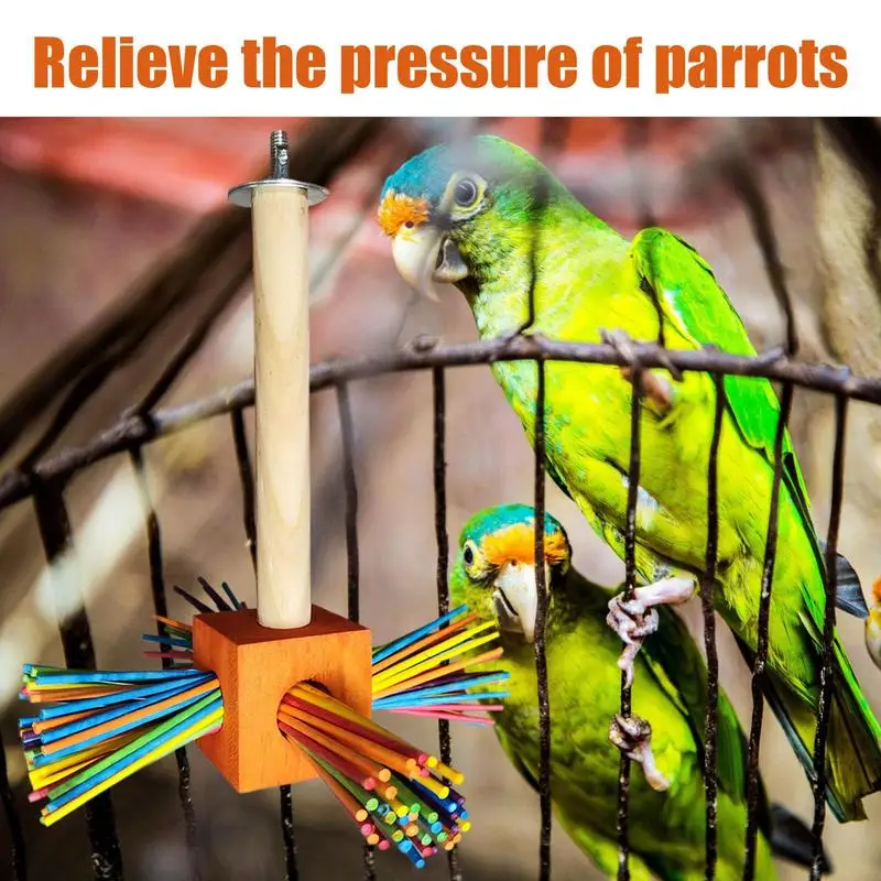 Parrot Toys Bird Chewing Toy Wooden Colorful And Fun Bird Toys For Alexandrine Parakeet African Grey Parrot Small Macaws