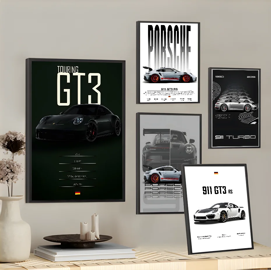 Fashion German Luxury Sports Car Porsche 911 GT3 GT2 Poster Home Living Room Wall Room Bed Bedroom Home Decoration