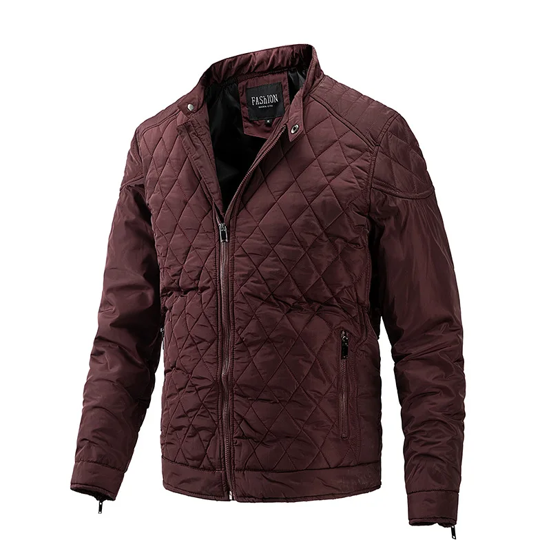 2025 Winter Jacket Men Diamond Stitching Windproof Men\'s Parkas Cotton Padded Clothes Mens Outdoor Camping Hiking Coats MY892