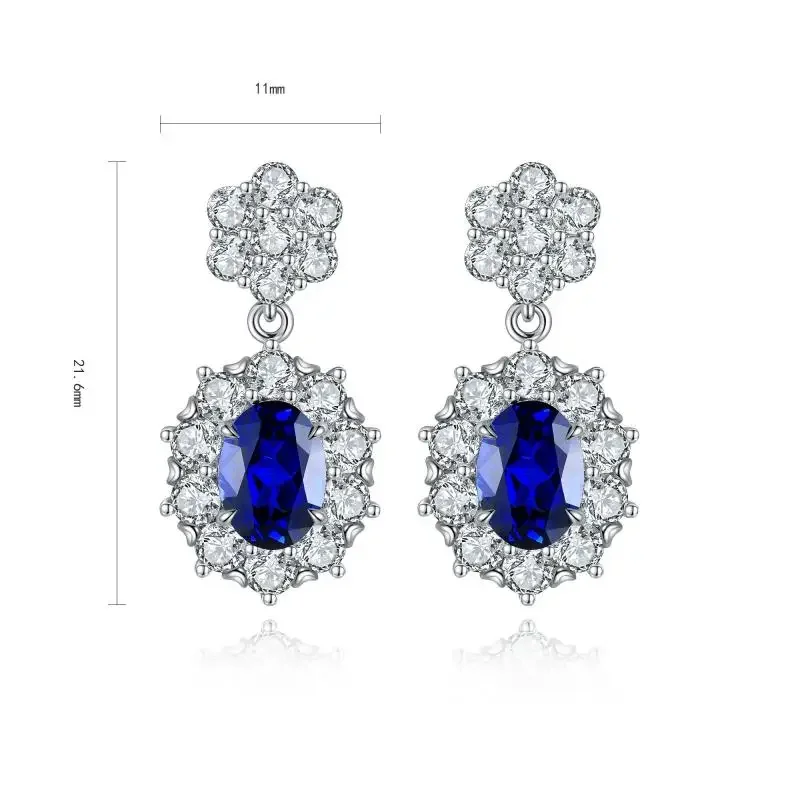 

RUIF 2024 Hot Sale S925 Silver Main Stone 2.32ct Oval Shape Lab Sapphire Earrings for Women Couple Daily Jewelry