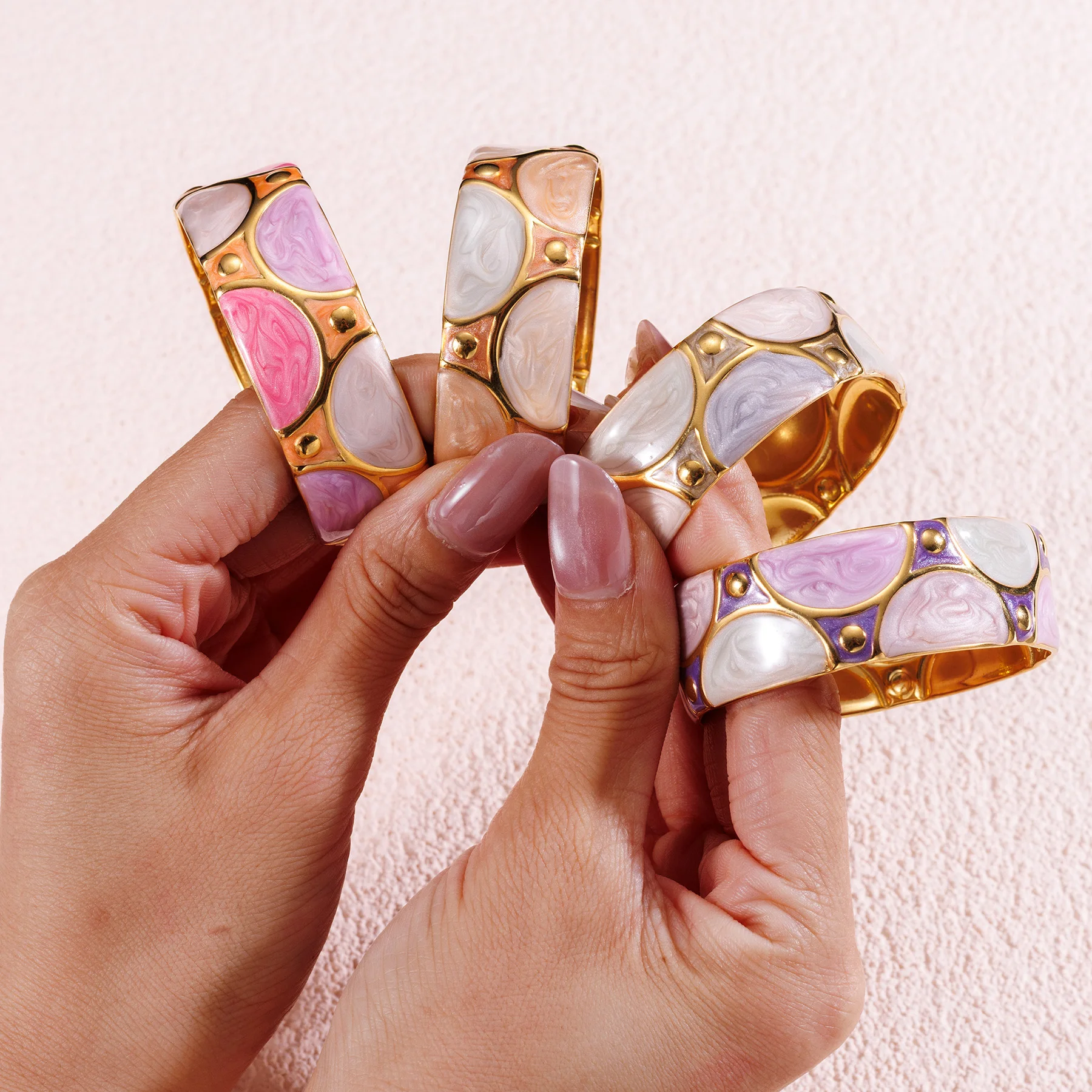 Freeteeme العصرية النفط نازف نمط الكفة الإسورة الفولاذ المقاوم للصدأ للنساء موضة الذهب اللون واسعة سوار مجوهرات هدية عيد ميلاد #6