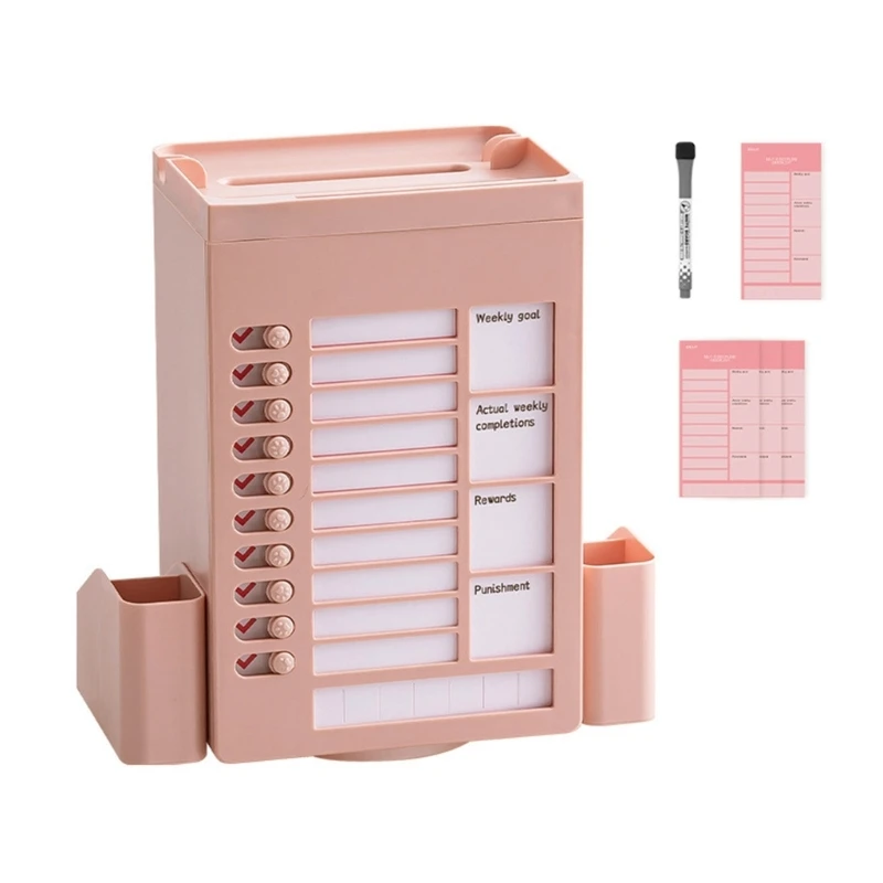 ADWE Multifunctional Pen Holder with Chores Chart Checklist Task Board, Rotating Obliqued Pen Holder Office Desk Organisers