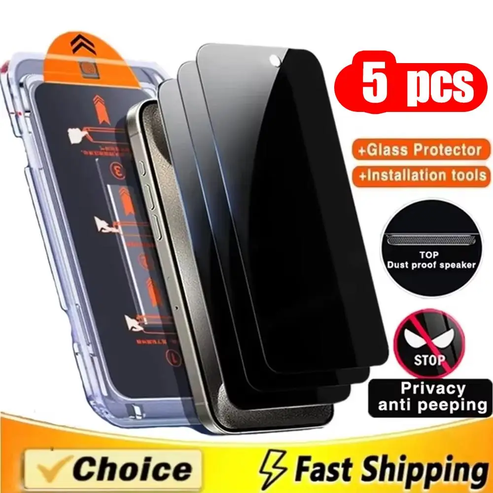 5Pcs Privacy Easy Installation Screen Protector For Samsung S26 Ultra S25 S24 S23 Plus S22 S20 FE Anti Spy Tempered Glass