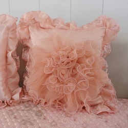 1 pcs lace Square Pillow Cover Pink cushion European style home sofa without core car soft pillow cover wedding no filler