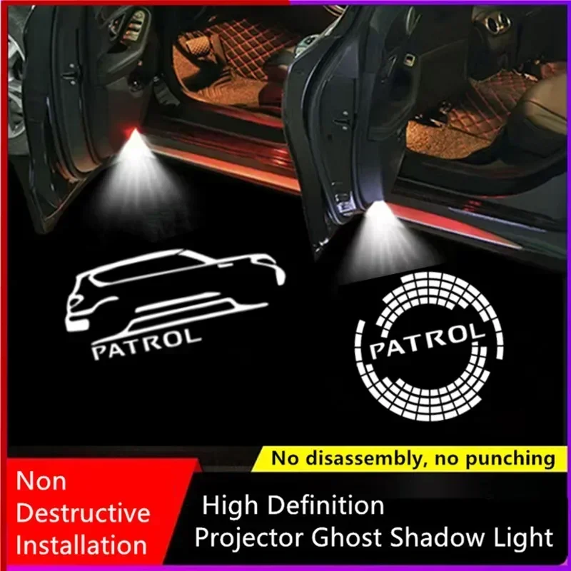 2Pcs LED Car Door Welcome Lights Logo Projector for Patrol Ghost Shadow Lamp Courtesy Light Auto Decorative Accessory