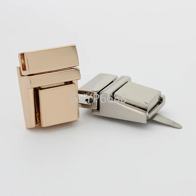 

1-5-20sets 27*20mm 6colors high quality gunmetal press lock for genuine leather briefcase square lock bag accessories