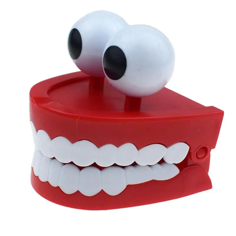 Wind up Chomping Teeth Wind up Toy Chatter Teeth with Eyes Family Friends Interaction Toy Novelty Tabletop Ornament Gag Joke for