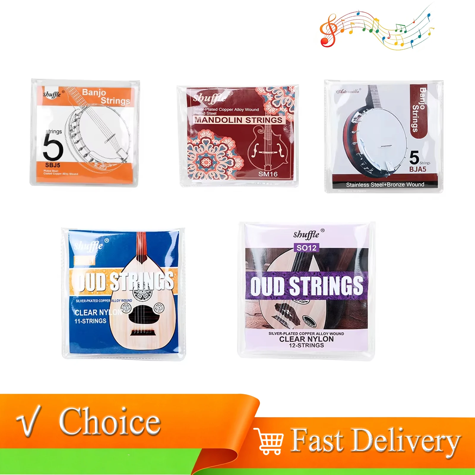 Shuffle Nylon Ude String Professional Bronze Copper Alloy Banjo String Performance Durable Silver Plated Mandolin String