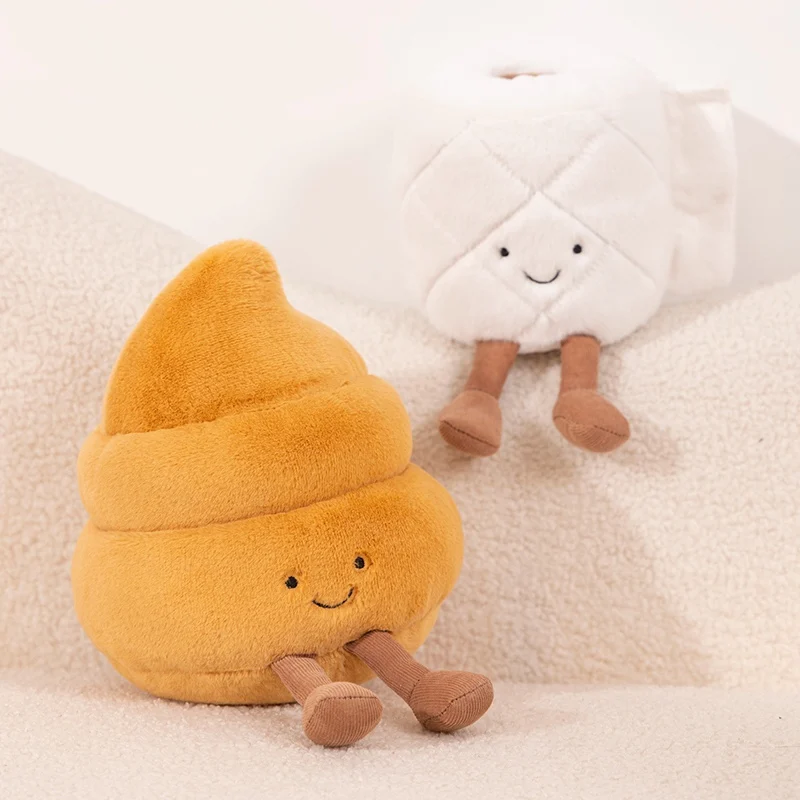 Kawaii New Cartoon Toilet Four-Piece Set Cartoon Plush Doll Long Legs Toilet Poop Toilet Stuffed Plush Doll Home Decoration