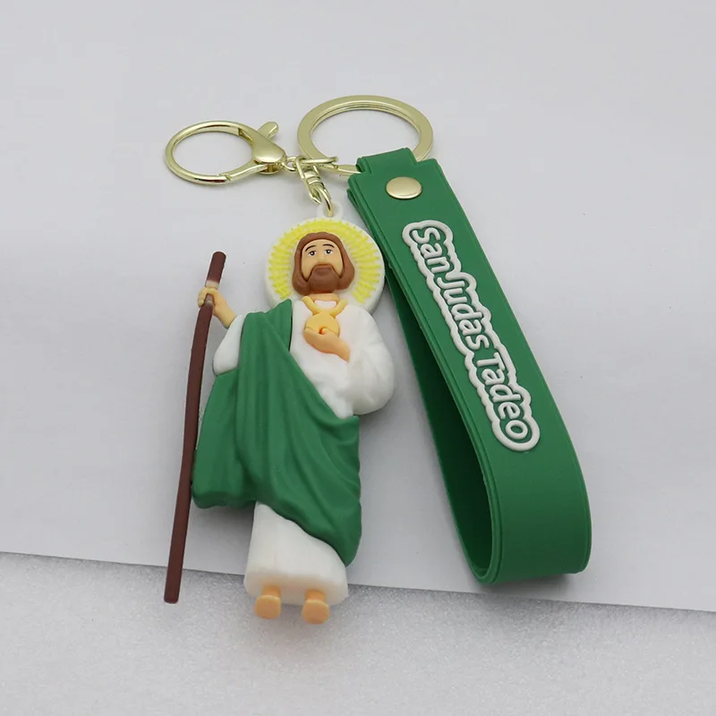Metal and soft rubber composite 3D Saint Jude Madonna Guadalupe Keychain accessory charm Dropshipping