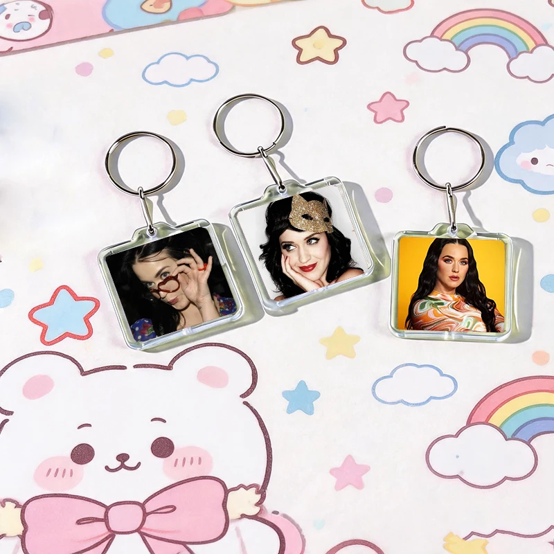 Singer K-Katy Perry Acrylic Keychain Handmade Hanging Ornaments for Clothes Backpack Decoration Accessories Gifts with Friends
