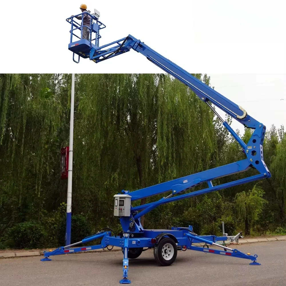 10m 12m 14m 16m 18m  Trailer Truck Mounted Boom Lift  Cherry Picker  Car Crane with Basket Hydraulic Lift Machine