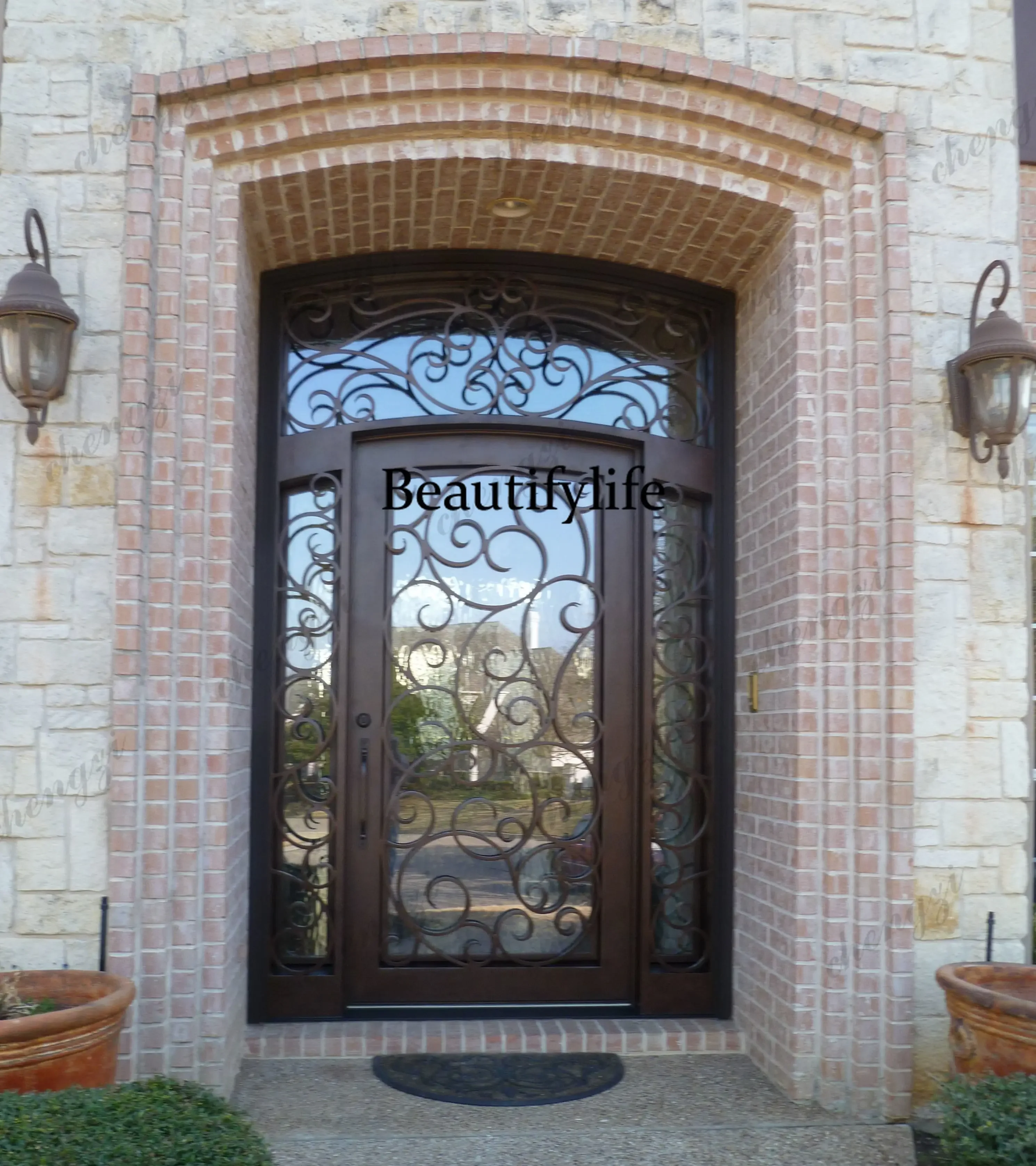K153 Customization Single Main Door Exterior Iron Gate Price Iron Single Door Design Wrought Iron Door