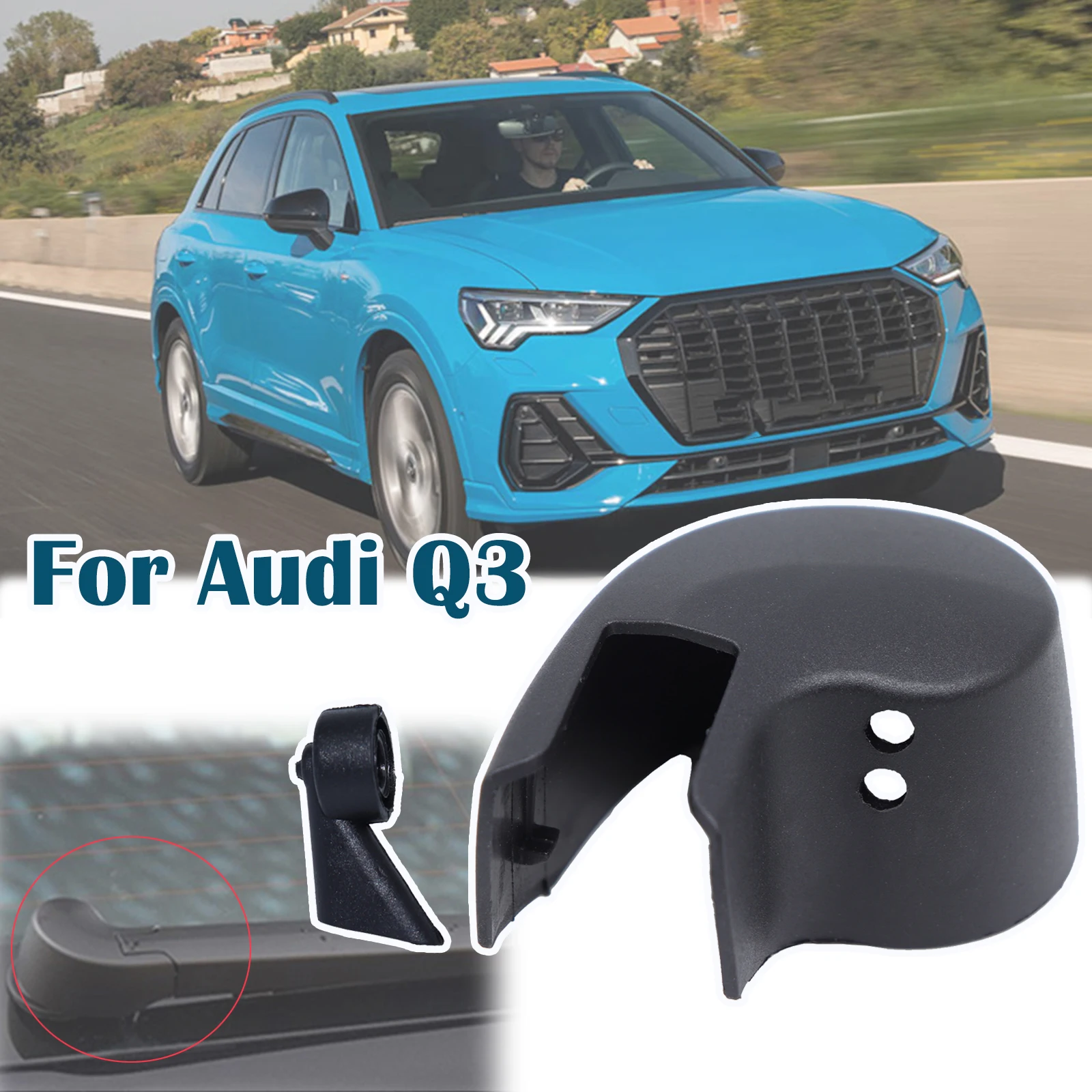 For Audi Q3 8U MK1 2011 - 2016 2017 2018 Rear Window Windshield Windscreen Wiper Arm Rocker Bolt Cover Cap Washer Jet Nozzle