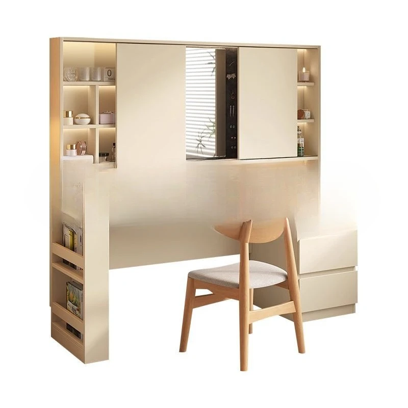 

Solid wood dressing desk cabinet household bedroom wall integrated storage cabinet