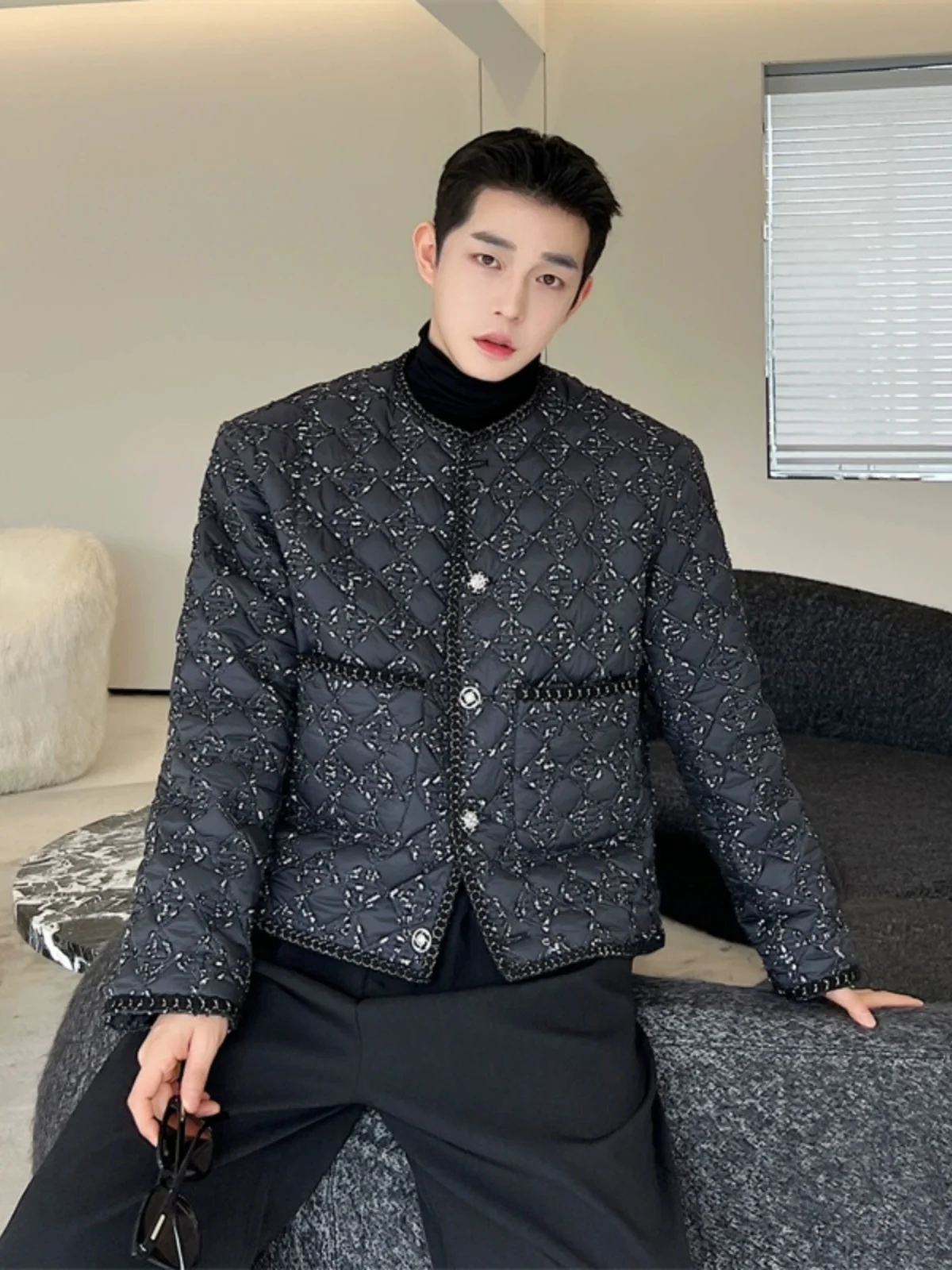 

Мужская легкая стеганая куртка из хлопка в корейском стиле, модная осенне-зимняя модель, молодежный свободный крой, воротник-стойка