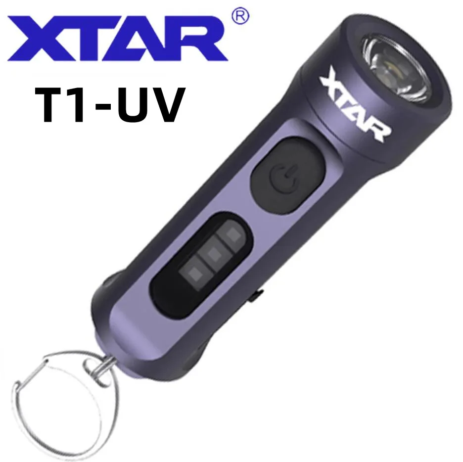 XTAR T1-UV T1 ECD Light Mini Led Flashlight  Keychain 500 lumens Type C UV Ultraviolet key light Torch Camping Urine Detector