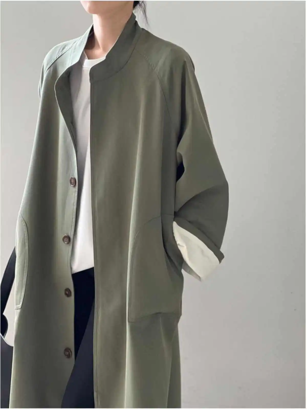 

British Style Standing Collar Mid Length Trench Coat For Women In Autumn And Winter 2025, New Casual And High-End Coat