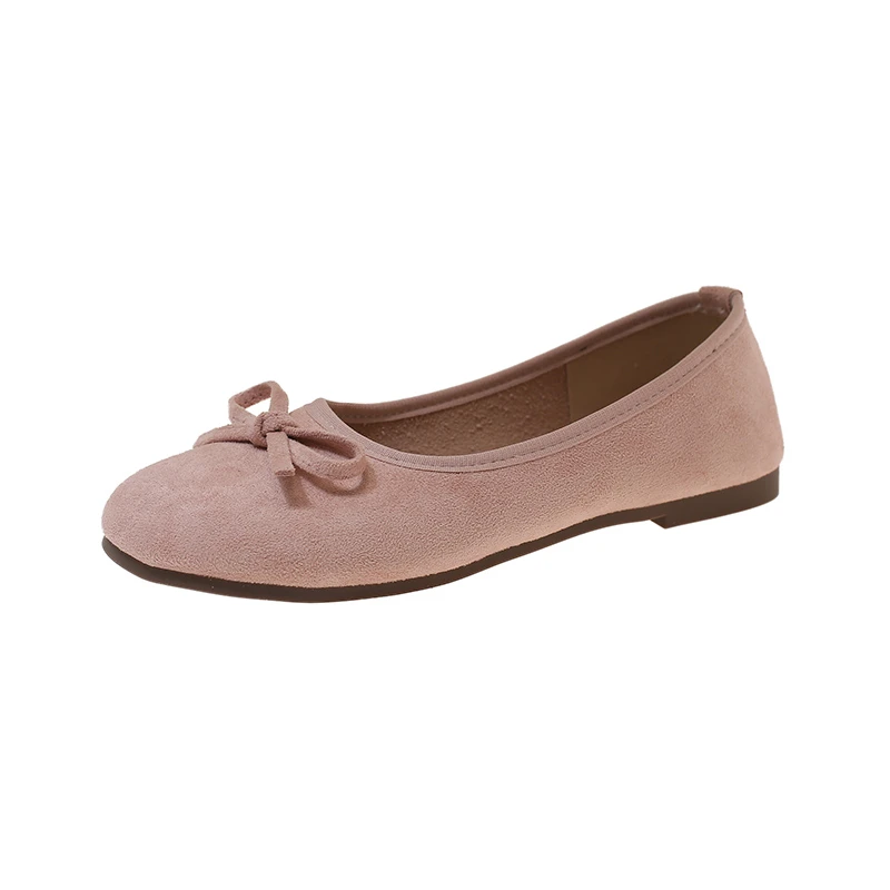 Damen Ballerinas mit Schleifendekoration, runder Zehenpartie, aus Wildleder, zum Hineinschlüpfen. – Detail 20