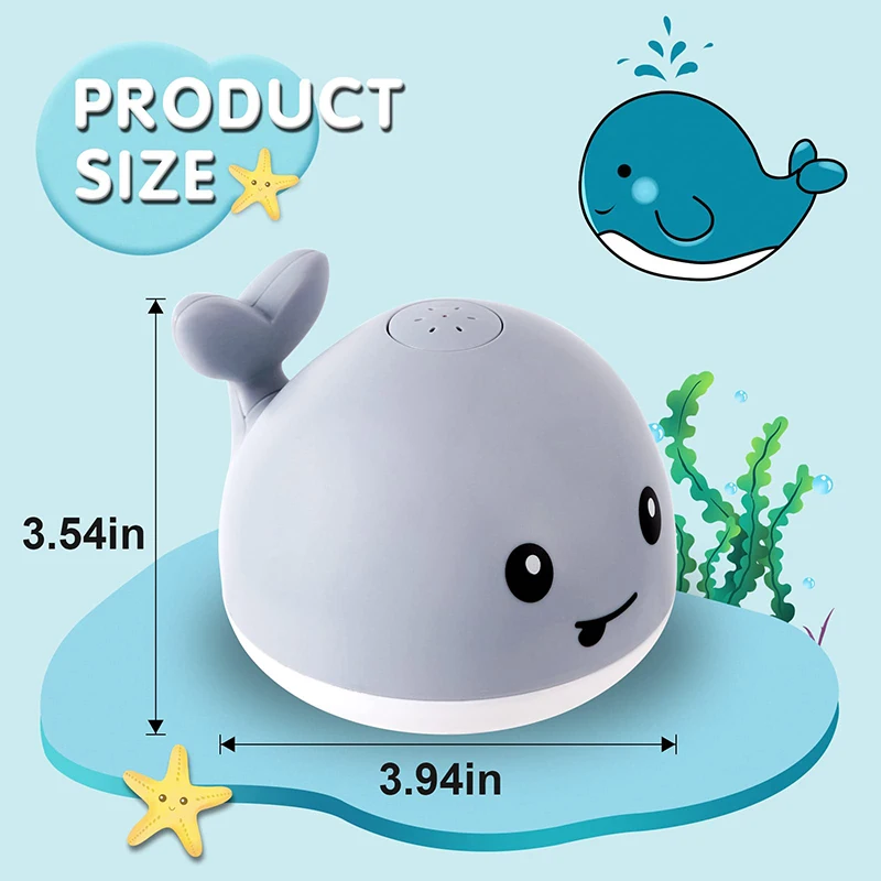 Upgraded Baby Rechargeable Bath Toy with Waterproof Light Up Whale Spray Water Bathtub for Toddlers Kids Pool Bathroom Toys