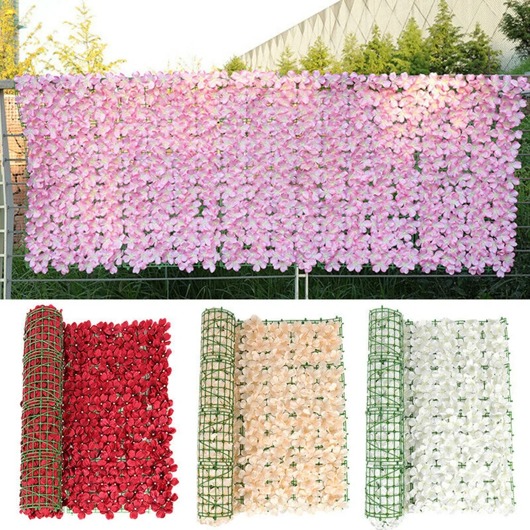 1pc Artificial Cherry Blossom Leaf Panel Faux Privacy Fence Screen For Home Outdoor Garden Balcony Decoration Balcony Decoration