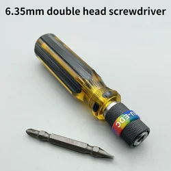 Anku Double Head Screwdriver 6.35mm Double Head Precision Screwdrivers Slotted Phillips Wrench 1/4'' Batch Head Handle Hand Tool