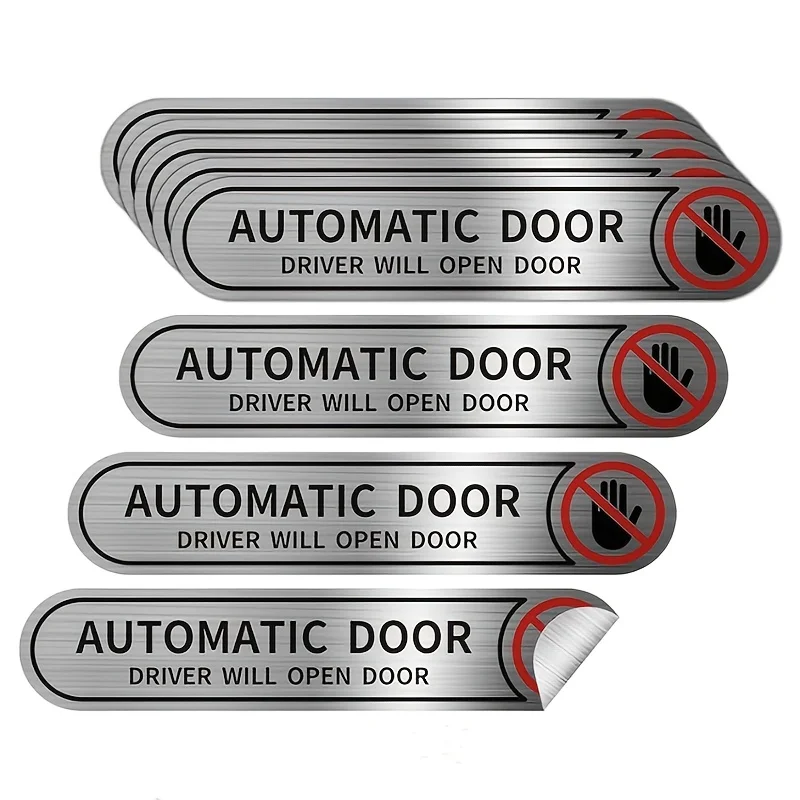 Driver Door No Touch Sticker 1/8PCS 5x1 Inch Brushed Silver Warning Label Waterproof Car Vehicle Decal Auto Decor