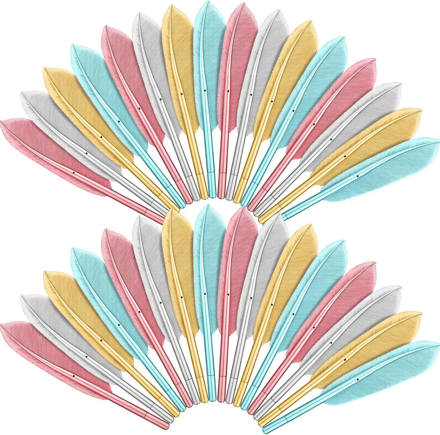 24 Pcs Wholesale Elegant Feather Design 0.5mm Gel Pen | Creative Plume Shaped Pens Office  Cute Party or School Return Gift
