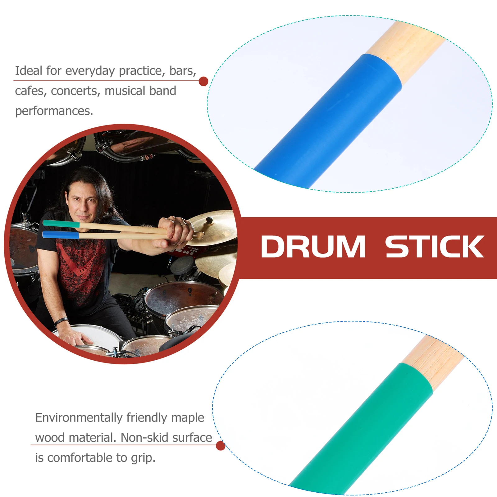 

High Quality Maple Drum Sticks Elegant Stylish Design For Multiple Occasions With Non Slip Grip Accessories
