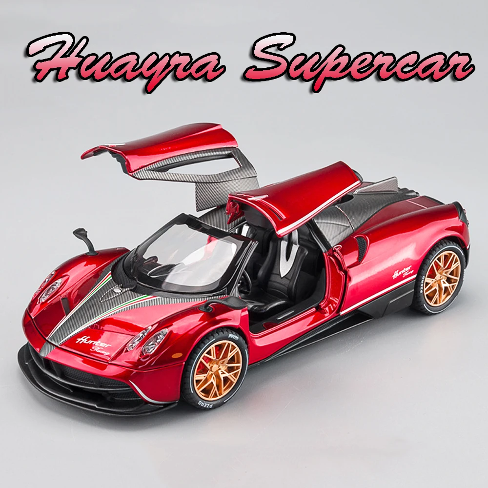 1:22 Pagani P1 Huayra Model Samochodu Sportowego Zabawka Odlew Metalowy Dźwięk Światło Napęd Pull-Back Otwierane Drzwi Dekoracja Domu Supercars
