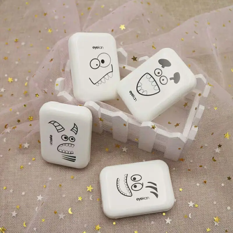 DIY Zahn Kontaktlinsen Fall Frauen Männer Linsen Container Reise Kit Einfach Tragen Nette Linsen Box Mit Spiegel