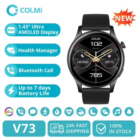 [2024 nuevo] COLMI V73 Smartwatch pantalla AMOLED llamadas Bluetooth salud Fitness seguimiento reloj inteligente para hombres y mujeres