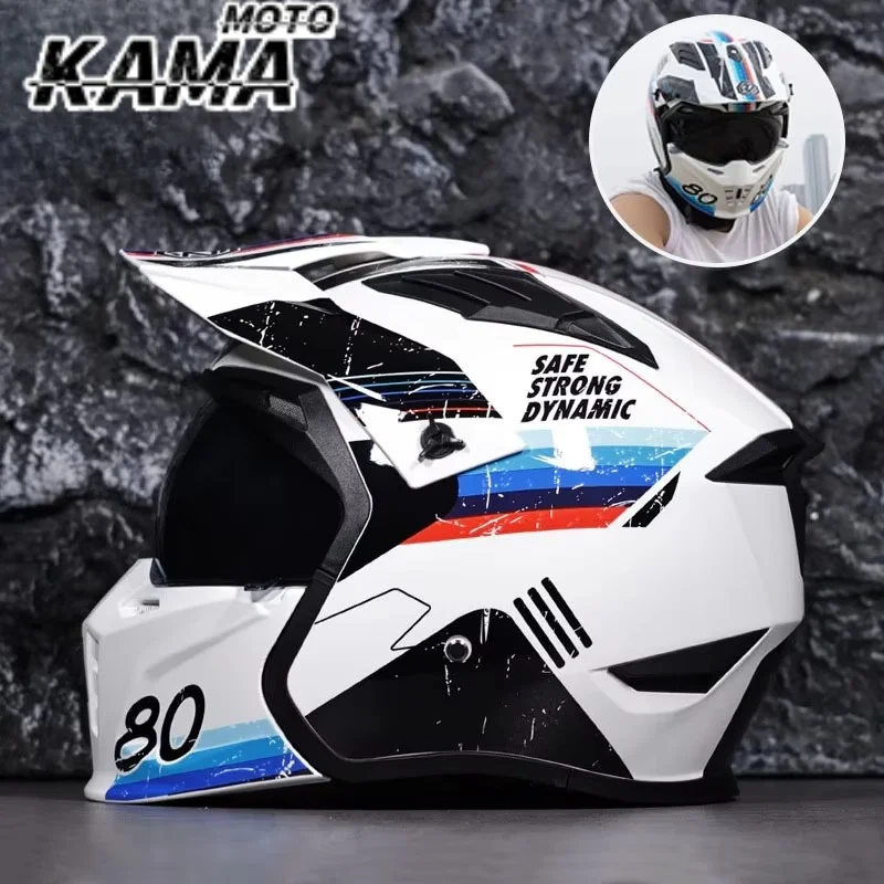 ORZ Four Seasons Motorcycle Helmets Full Face Combination Helmets Detachable Seasons Moped Cruiser Motocross Helmets Casco Moto