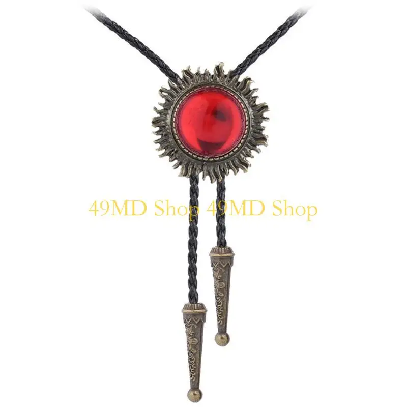 49MD Cowboy Gemstones Bolo Tie for Halloween Carnivals Party Man Teens Shirt Sweater Costume Accessories Gentleman Tie