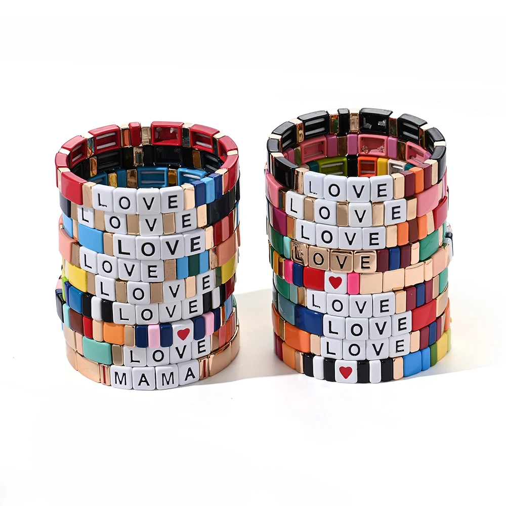 

Браслет из сплава в богемном стиле с буквами — «Любовь», бусина в форме сердца, для повседневного ношения, на все сезоны, подарки на День святого Валентина