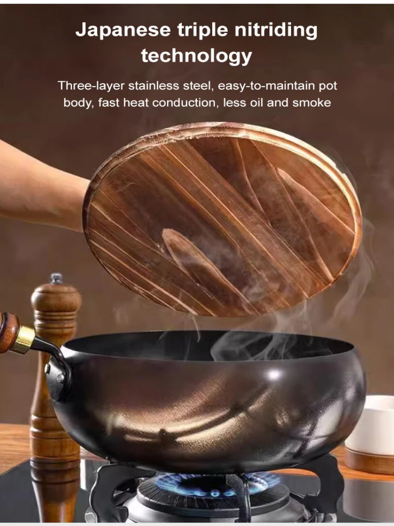Coating-Free Pure Iron Healthy Frying Pan, Cast Iron Non-Stick Skillet with Matching Iron Pan Safe Durable Cooking Performance