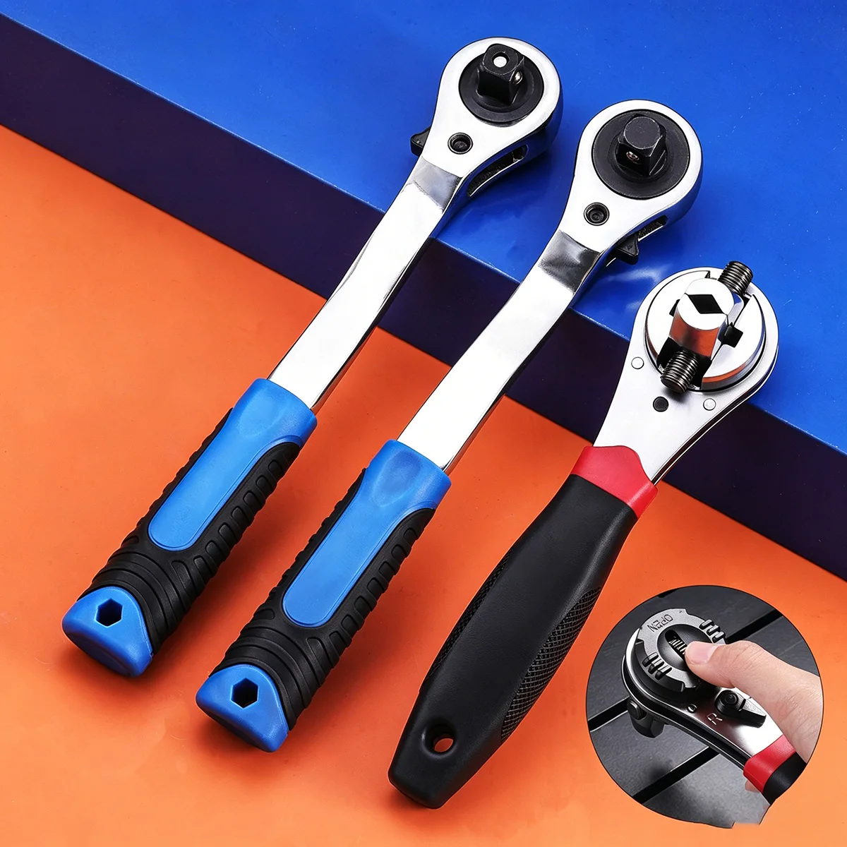 Multifunctional Ratchet Wrench Adjustable 6-22mm Screw Universal 360° Rotating Head & Reversible Switch Motorcycle Repair Tools