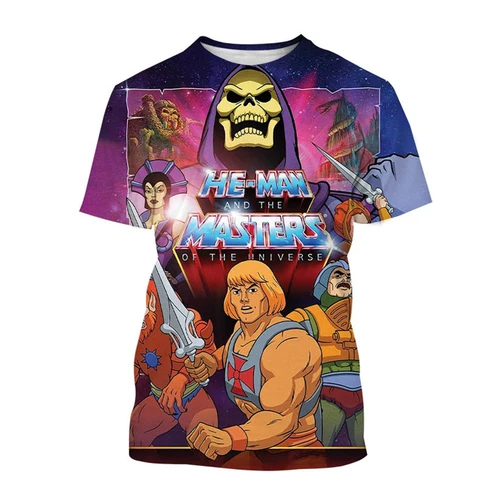 Imagen 2 del producto Camiseta de manga corta con estampado 3D para niños,camisa de Anime de dibujos animados,He-Man,Universe Master,informal,