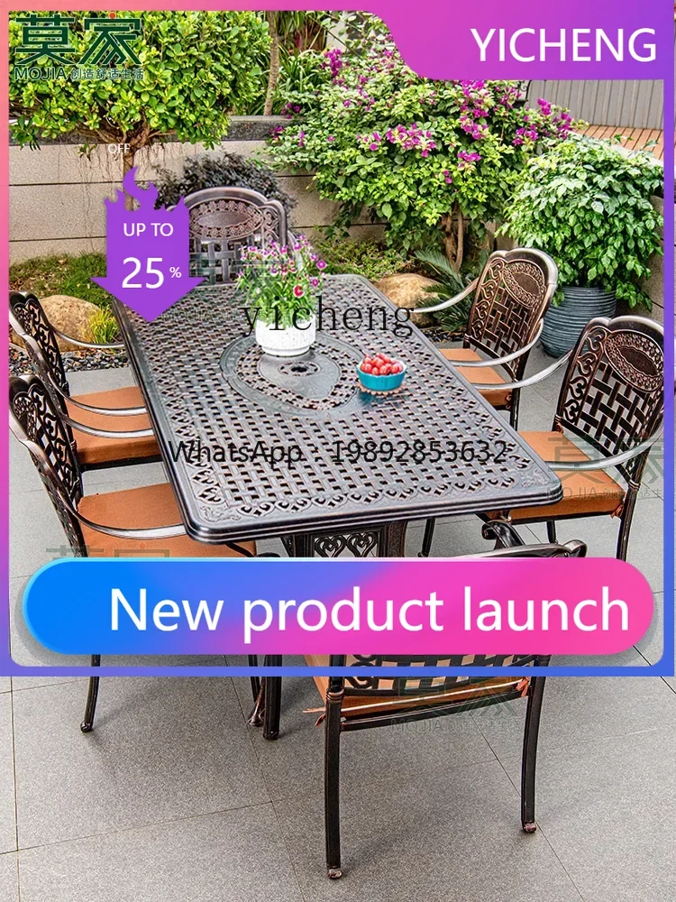 

LYY outdoor cast aluminum tables and chairs balcony combination set European-style villa outdoor courtyard garden
