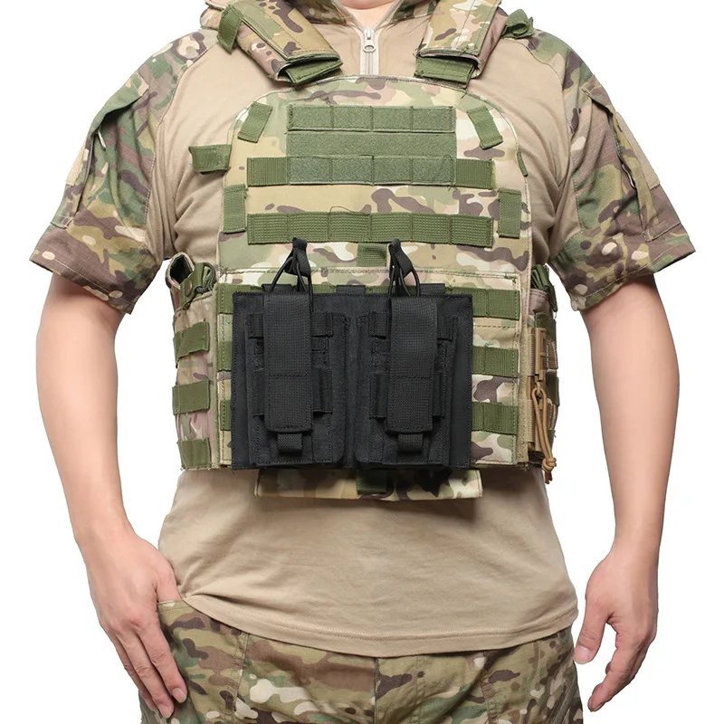 Dual Double-Layer Tactical Magazine Pouch with Insert Quick Release Belt Vest Mount MOLLE Compatible (M6)‌