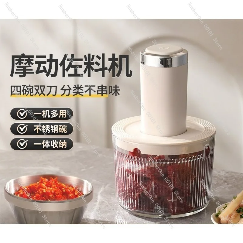 Electric meat grinder, multi-function food processor, meat mincer and vegetable chopper, compact, powerful, easy-clean,household