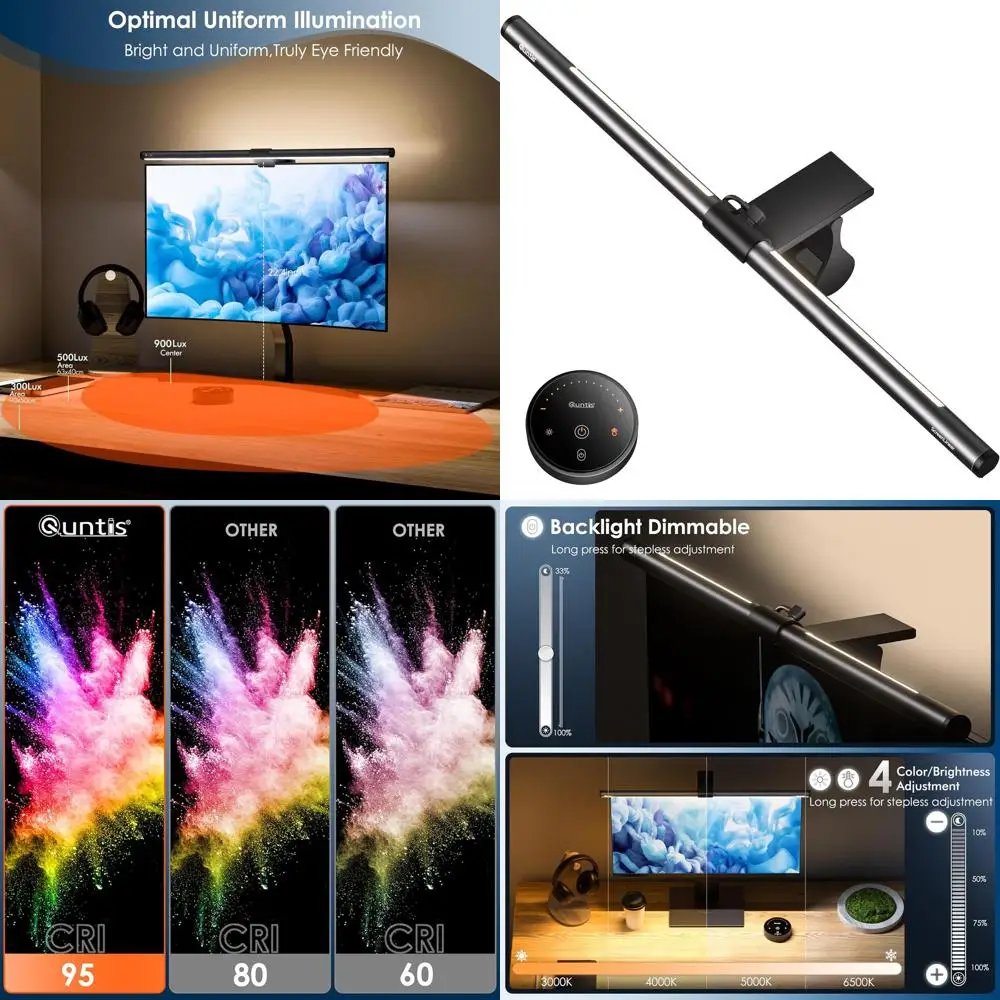 

20,1 Световая панель с двойным экраном и пультом дистанционного управления, регулируемое затемнение, утяжеленный зажим для всех экранов, игровая настольная лампа для ухода за глазами, гр