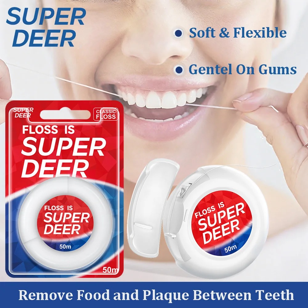 

50m/roll Waxed Fresh Breath Dental Floss Ultra-fine Strong Dental Floss for Adults Braces Orthodontic Care & Gum Care