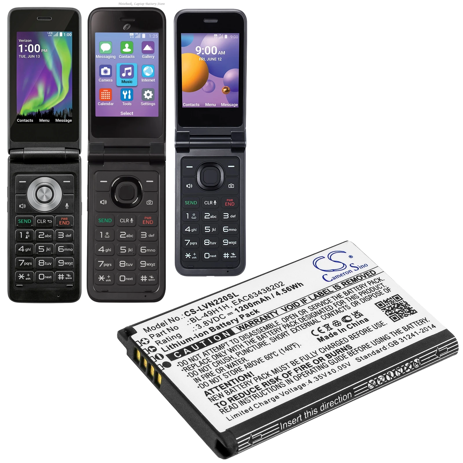 Replacement 3.8V 1200mAh Mobile, SmartPhone Battery BL-49H1H EAC63438202 for LG VN220 Exalt LTE 4G UN220 Classic Flip Wine 2